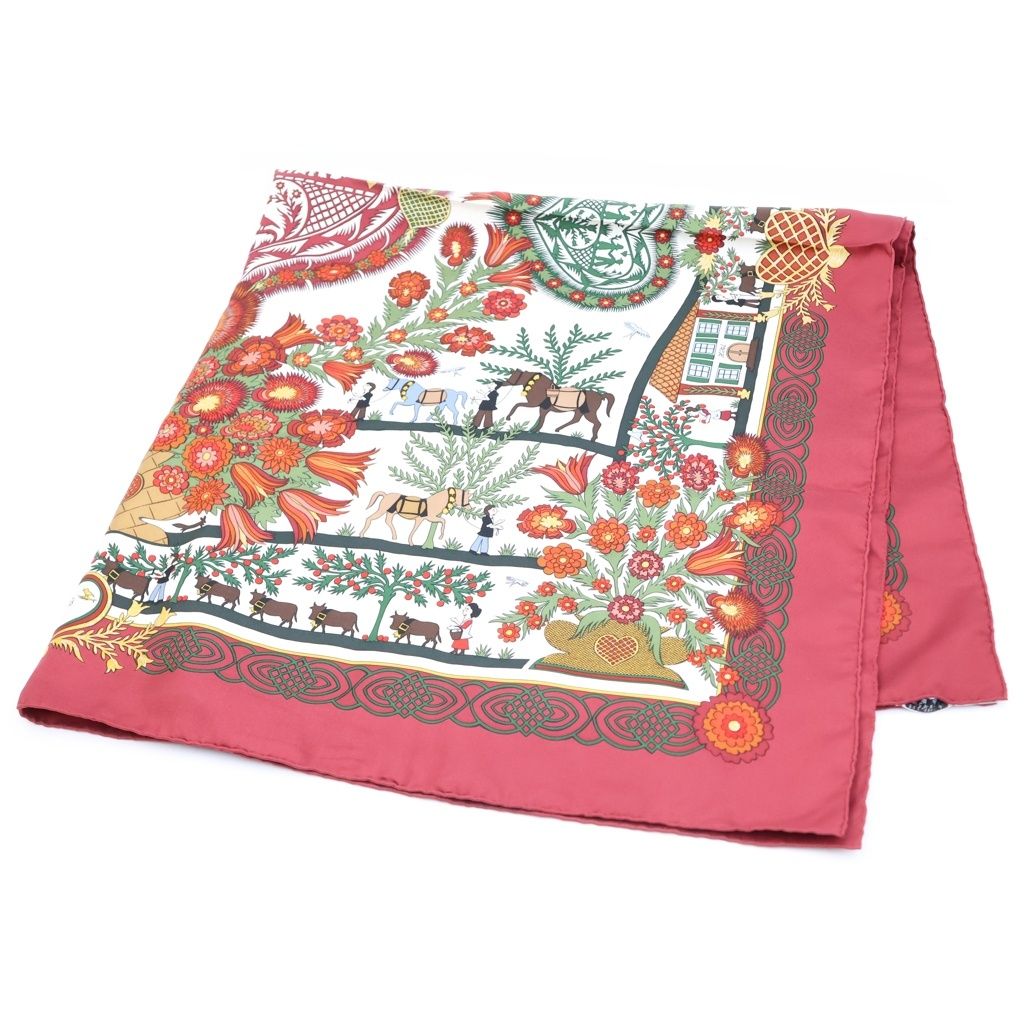 Hermes Carre 90 Decoupages Silk Scarf Multicolor