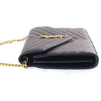 Saint Laurent Paris Cassandra Logo Envelope Leather Chain Shoulder Bag Black — view 3
