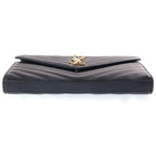Saint Laurent Paris Cassandra Logo Envelope Leather Chain Shoulder Bag Black — view 4