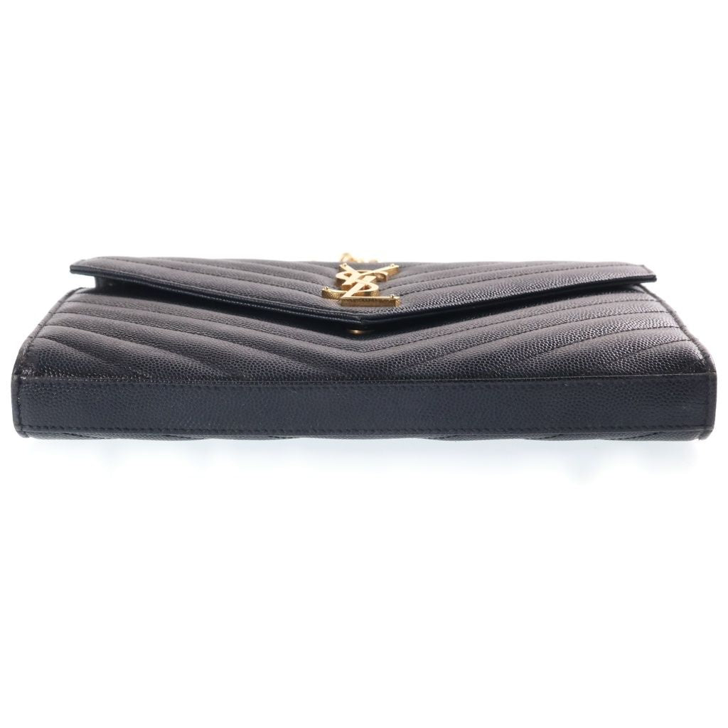 Saint Laurent Paris Cassandra Logo Envelope Leather Chain Shoulder Bag Black — view 4