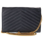 Saint Laurent Paris Cassandra Logo Envelope Leather Chain Shoulder Bag Black — view 2