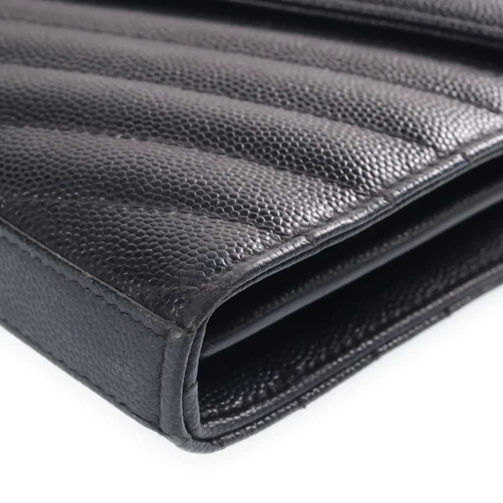Saint Laurent Paris Cassandra Logo Envelope Leather Chain Shoulder Bag Black — view 5