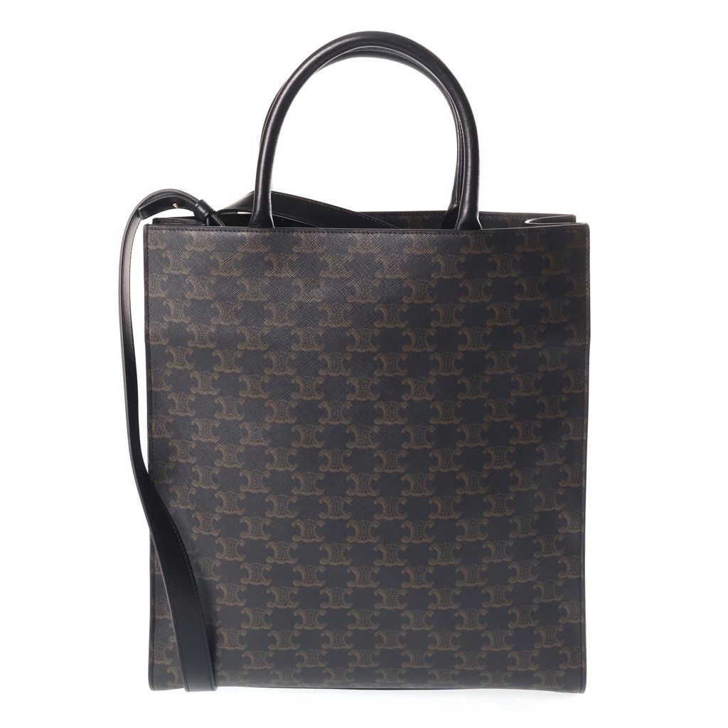 Celine Vertical Cabas Small Triomphe Leather 2-Way Bag Brown Gold — view 2
