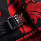 Prada All Over Print Nylon Backpack Black Red Silver — view 6