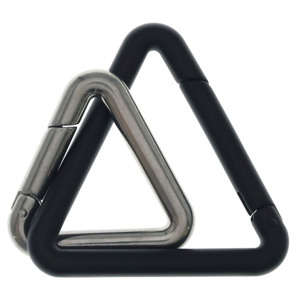 Bottega Veneta Double Triangle Key Charm Key Ring Black Silver Key Holder