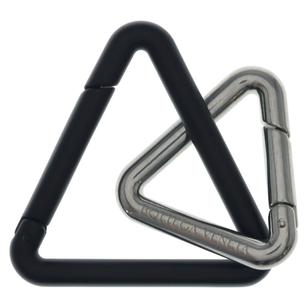 Bottega Veneta Double Triangle Key Charm Key Ring Black Silver Key Holder — view 2