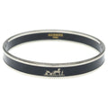 Hermes Enamel PM Caleche Bangle Bracelet Black Silver