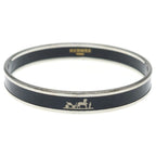 Hermes Enamel PM Caleche Bangle Bracelet Black Silver