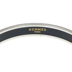 Hermes Enamel PM Caleche Bangle Bracelet Black Silver — view 4