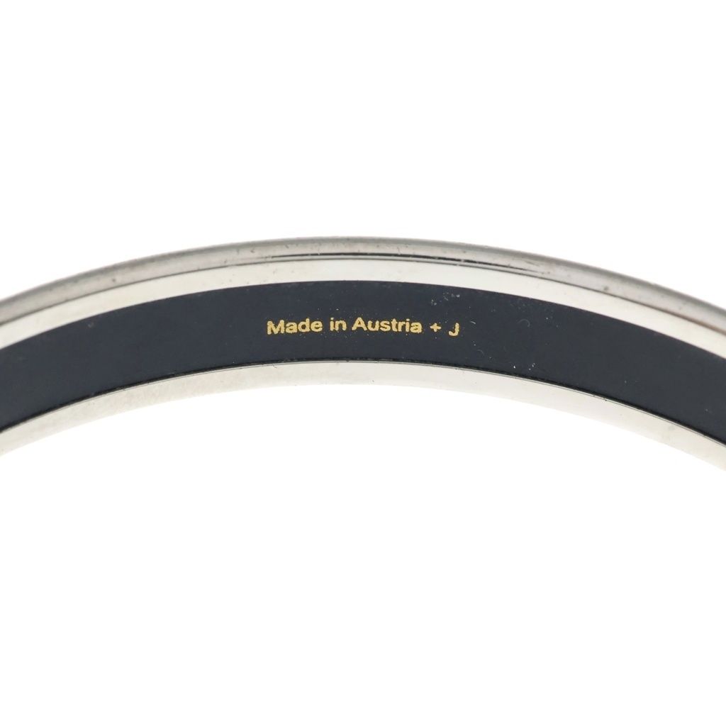 Hermes Enamel PM Caleche Bangle Bracelet Black Silver — view 5