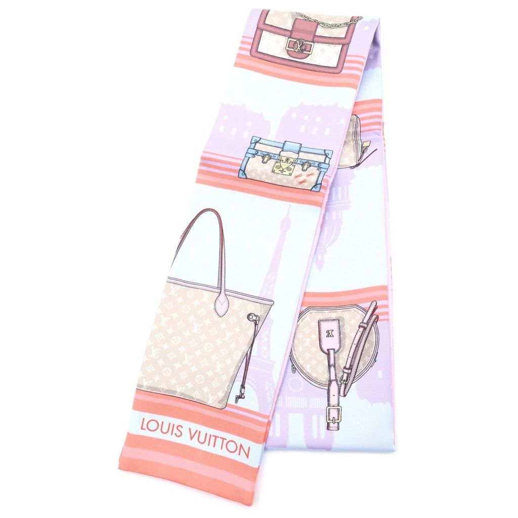 Louis Vuitton Bandeau Sky Line Silk Scarf Pink