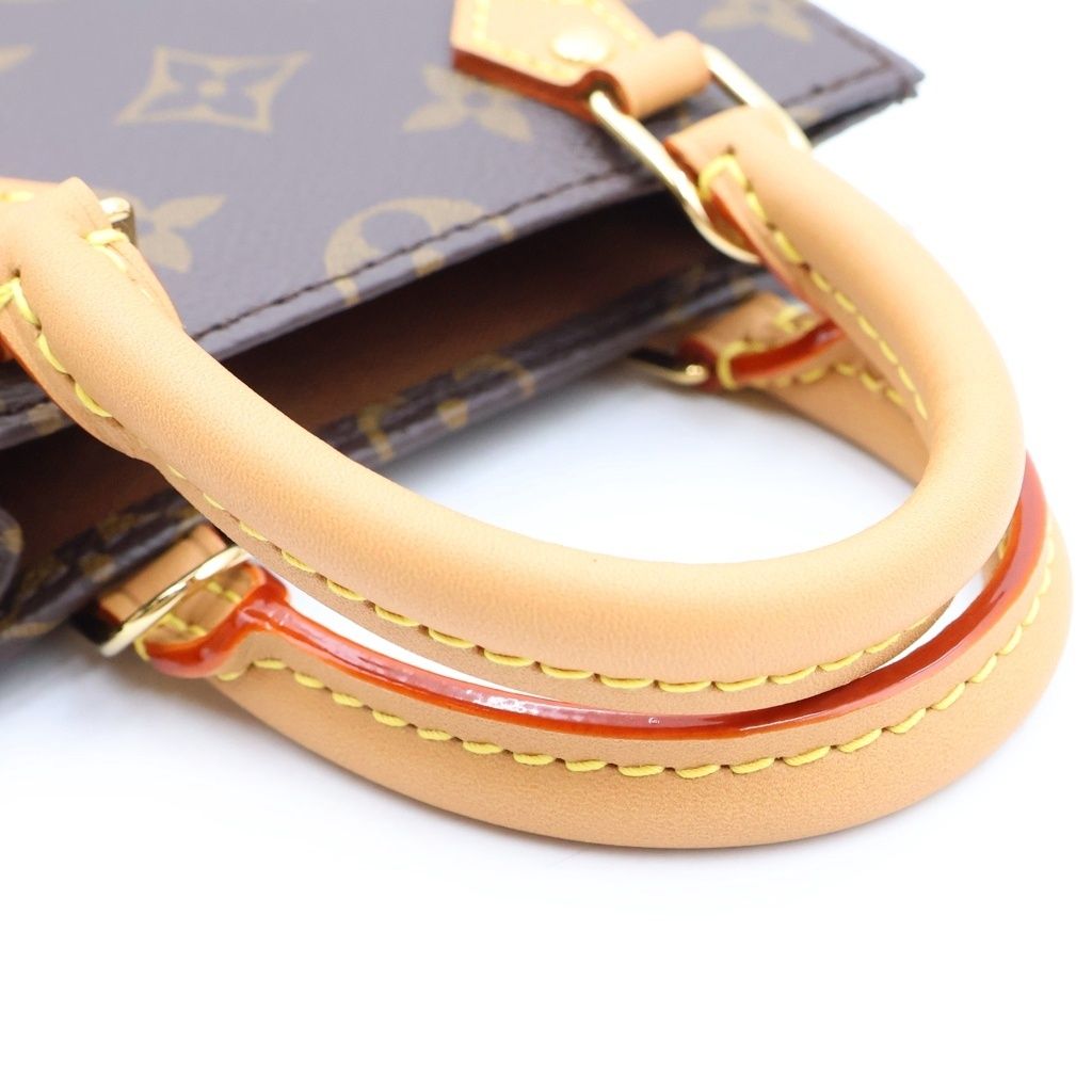 Louis Vuitton Petite Sac Plat Monogram 2-Way Shoulder Bag Brown Leather Gold — view 6