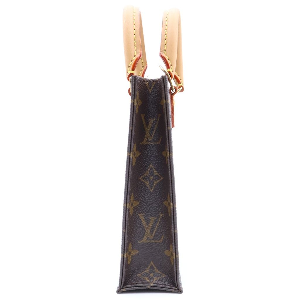 Louis Vuitton Petite Sac Plat Monogram 2-Way Shoulder Bag Brown Leather Gold — view 3