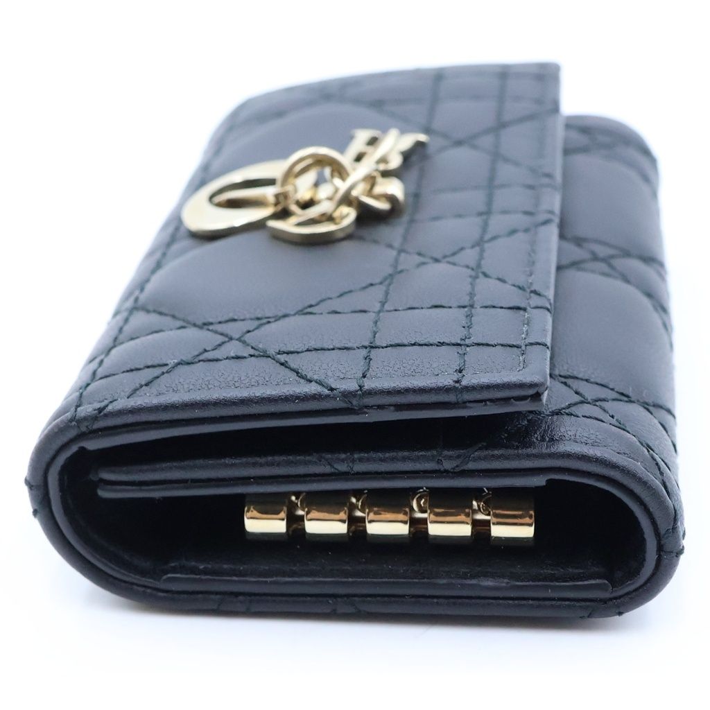 Dior Cannage Lady Key Case Black Calfskin Gold — view 4