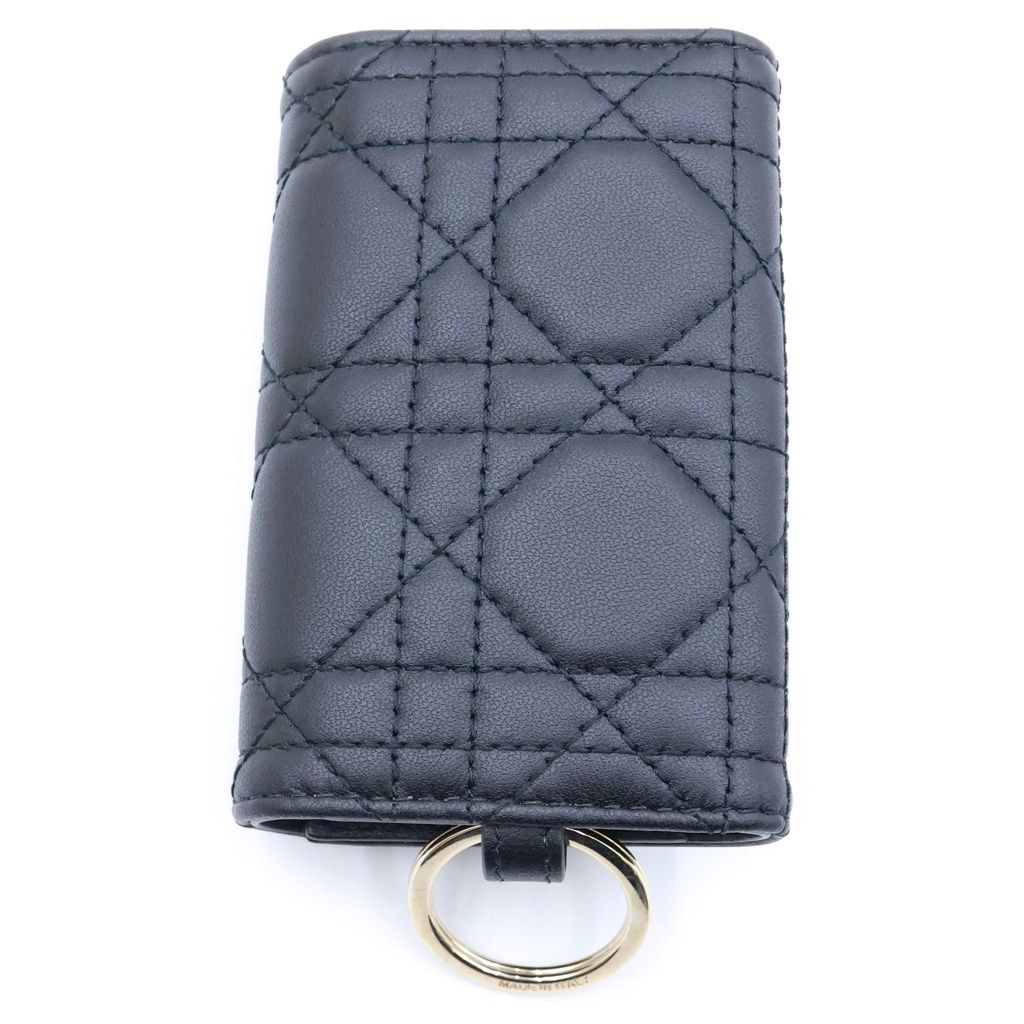 Dior Cannage Lady Key Case Black Calfskin Gold — view 2