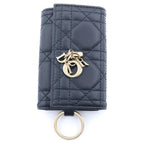 Dior Cannage Lady Key Case Black Calfskin Gold