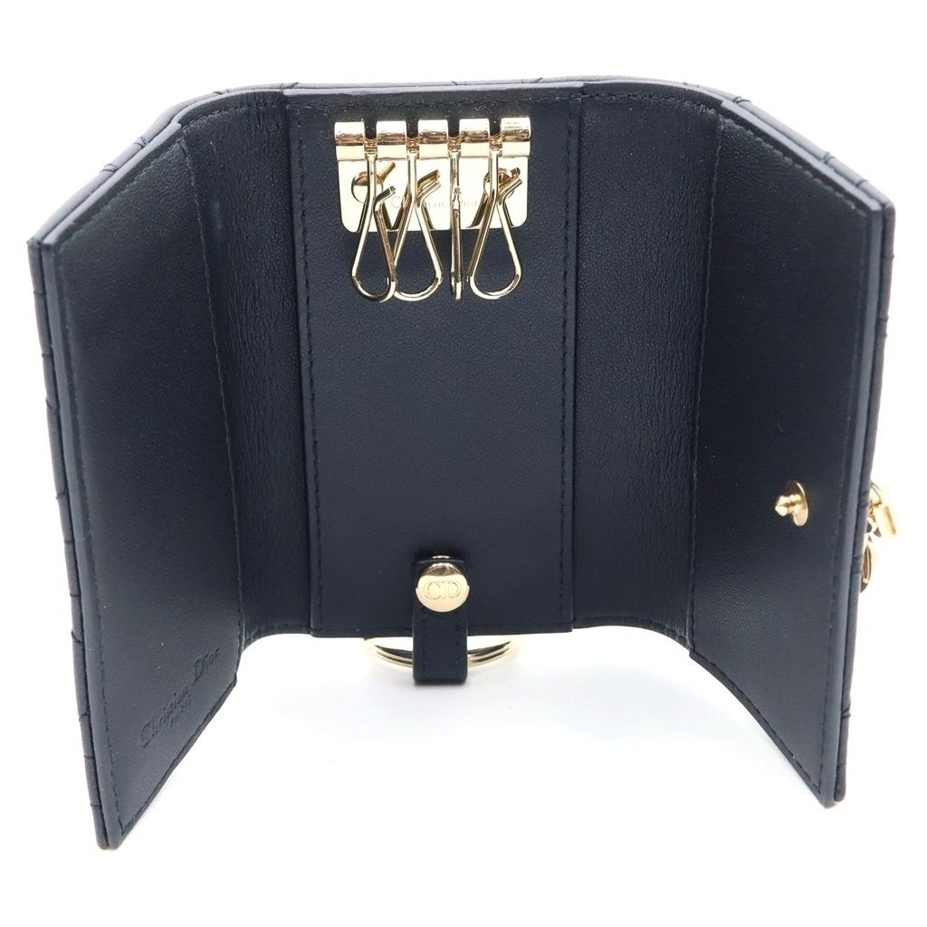 Dior Cannage Lady Key Case Black Calfskin Gold — view 5