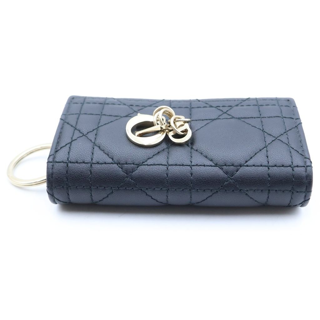 Dior Cannage Lady Key Case Black Calfskin Gold — view 3