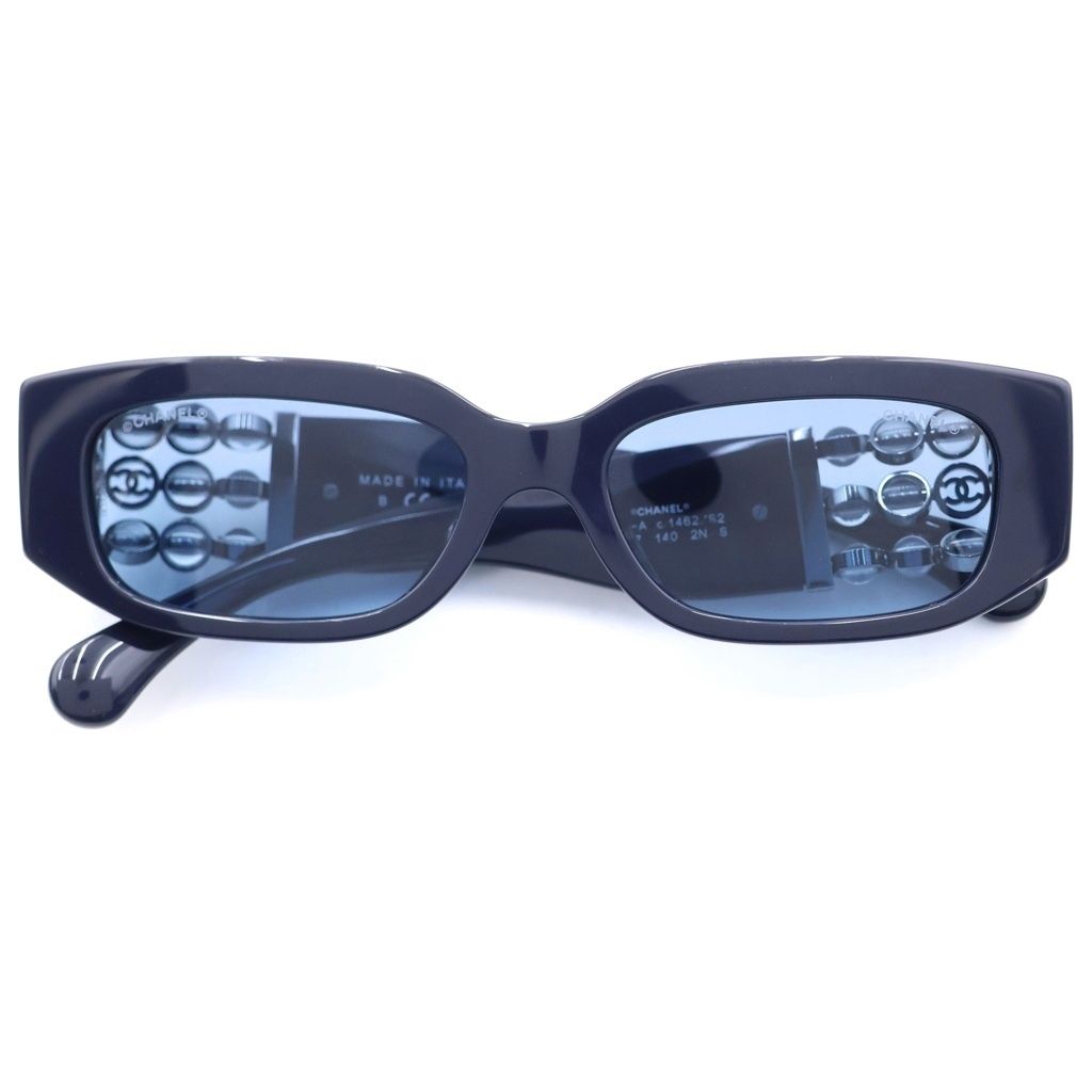 Chanel CC Logo Oval Shape Sunglasses Navy Eyewear
