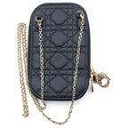 Dior Lady Cannage Chain Shoulder Phone Case Black — view 2