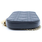 Dior Lady Cannage Chain Shoulder Phone Case Black — view 4