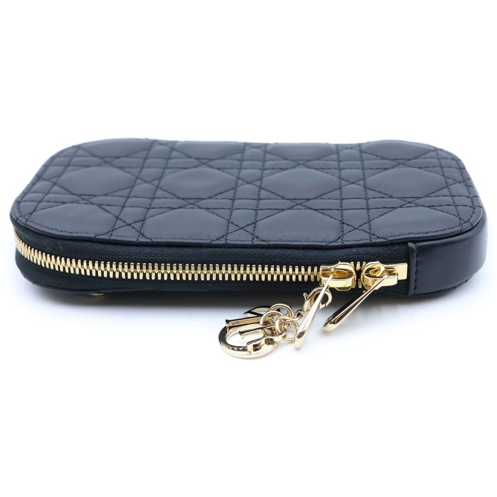 Dior Lady Cannage Chain Shoulder Phone Case Black — view 3