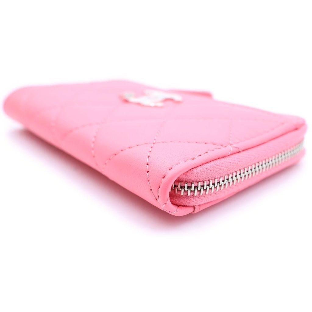 Chanel Coco Star Quilted L-shaped Coin Card Holder Fragment Case Pink — view 4