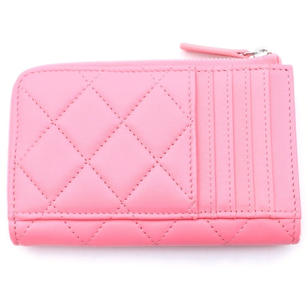 Chanel Coco Star Quilted L-shaped Coin Card Holder Fragment Case Pink — view 2