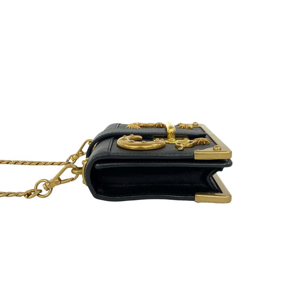 Prada Cahier Studs Logo Saffiano Leather Shoulder Bag Mini Pochette Crossbody — view 5