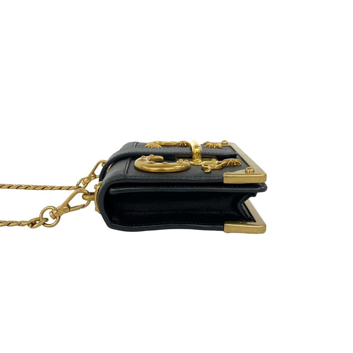Prada Cahier Studs Logo Saffiano Leather Shoulder Bag Mini Pochette Crossbody — view 5