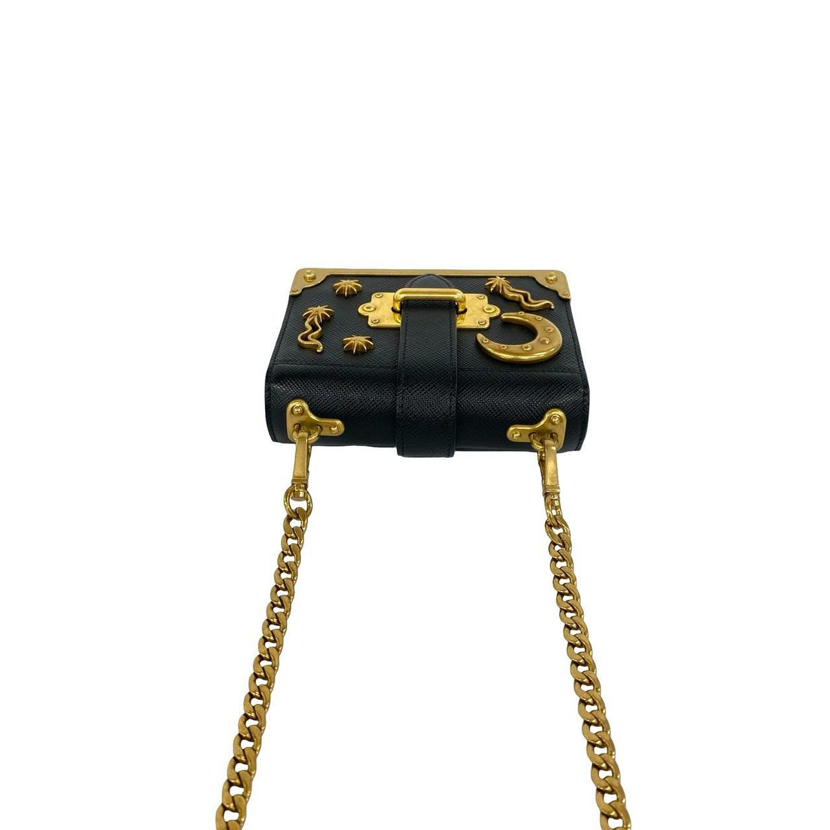 Prada Cahier Studs Logo Saffiano Leather Shoulder Bag Mini Pochette Crossbody — view 4