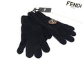 Fendi Zucca Pattern Wool Cashmere Patch S M Black Gloves