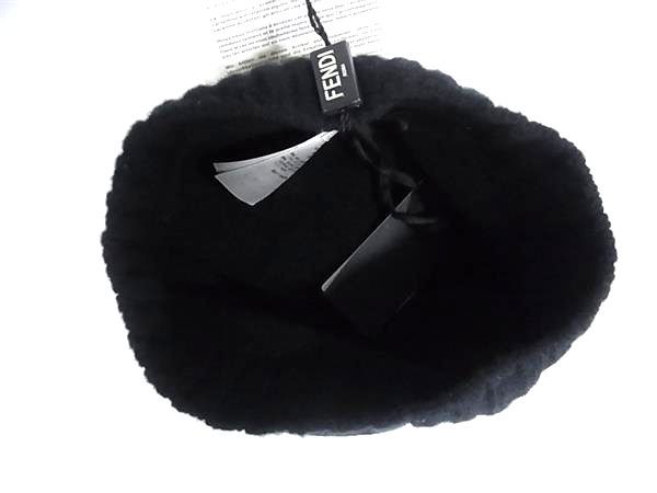 Fendi Zucca Pattern Wool Cashmere Knit Cap Hat Black — view 3