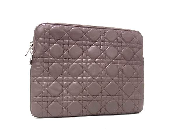 Dior Cannage Leather Clutch Multi Case Greige