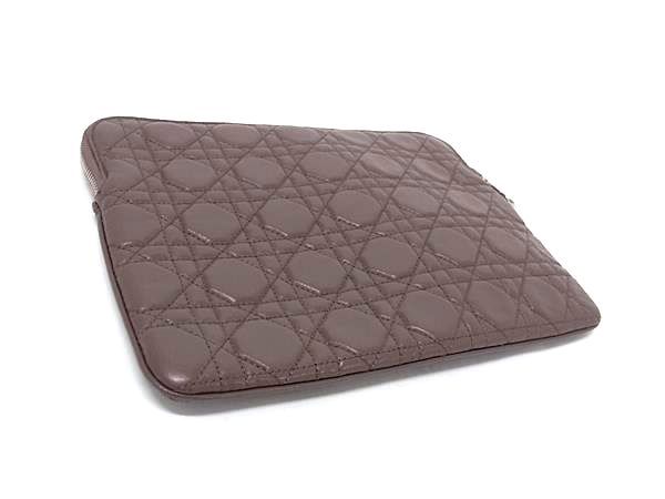 Dior Cannage Leather Clutch Multi Case Greige — view 2