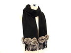 Fendi Cashmere 100% Fringe Scarf Shawl Black