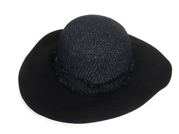 Chanel CC Logo Rabbit Fur Wool Polyamide Polyester Hat Navy — view 2
