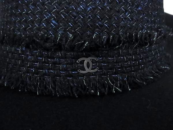 Chanel CC Logo Rabbit Fur Wool Polyamide Polyester Hat Navy — view 6