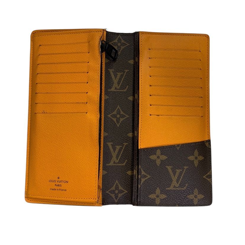 Louis Vuitton Wallet Portefeuille Brazza NM Brown Saffron Orange Monogram — view 7