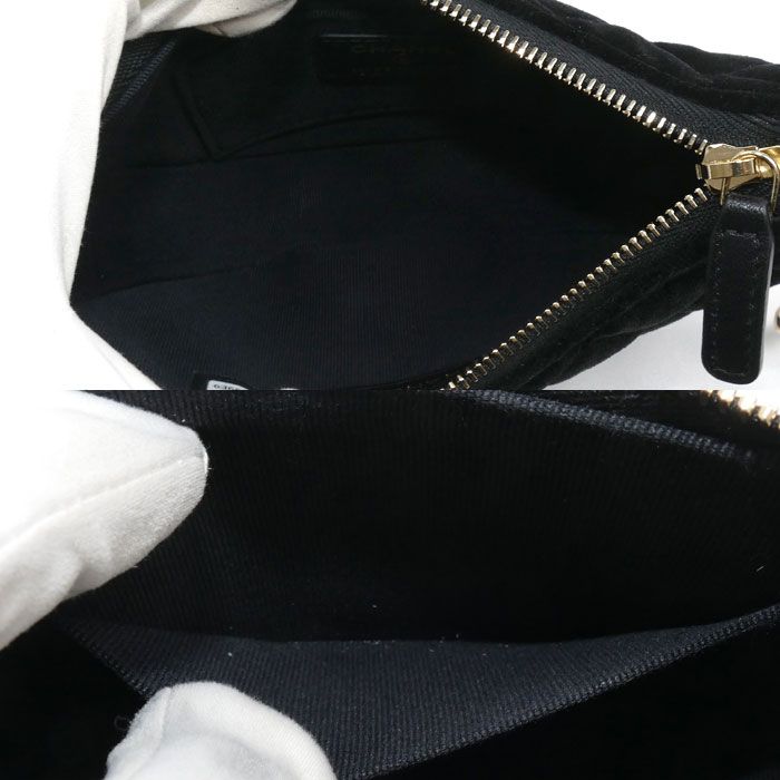 Chanel Quilted Velour Hobo Chain Shoulder Bag Black — view 5