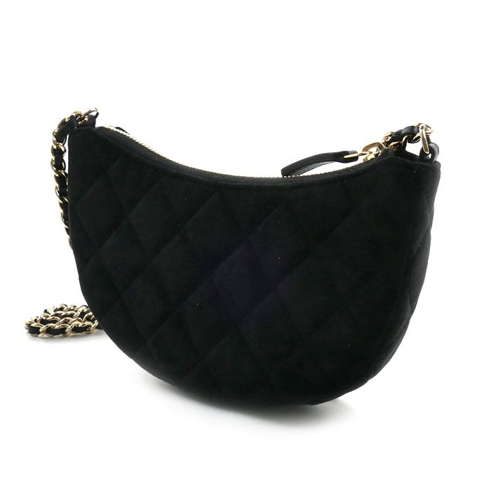 Chanel Quilted Velour Hobo Chain Shoulder Bag Black — view 2
