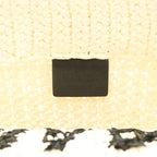 Prada Handbag Raffia Logo Braid Bicolor Triangle Plate White Black — view 4