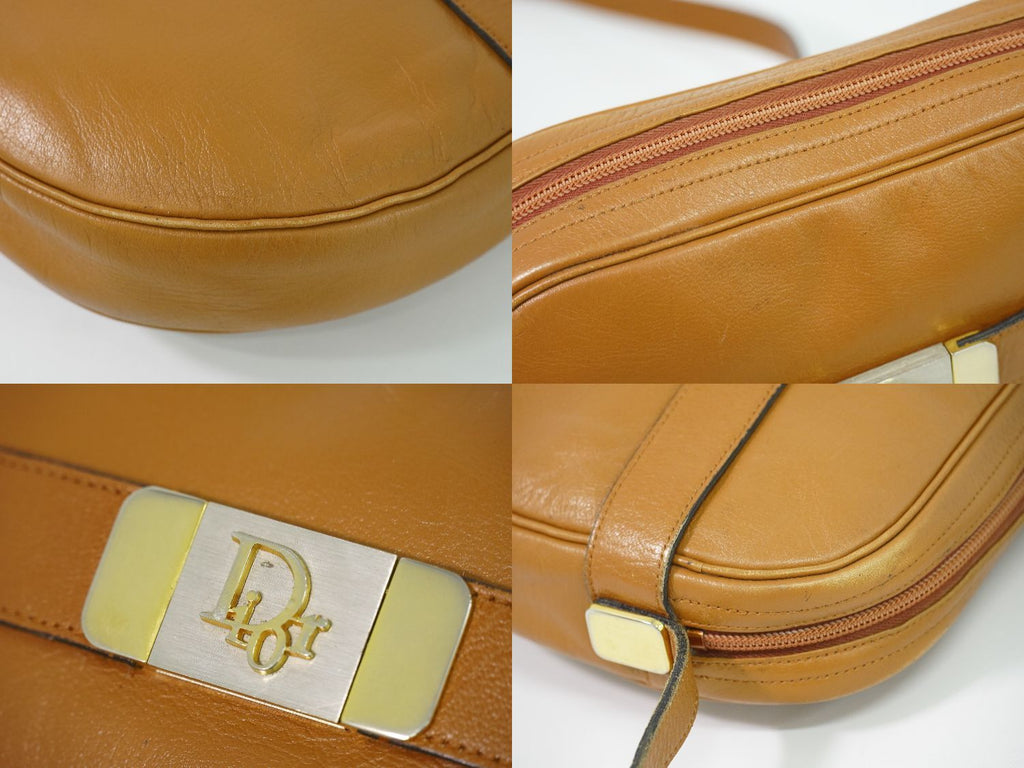 Dior Leather Shoulder Bag Pochette Brown — view 7