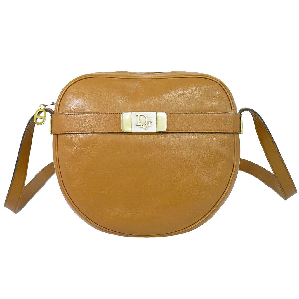 Dior Leather Shoulder Bag Pochette Brown