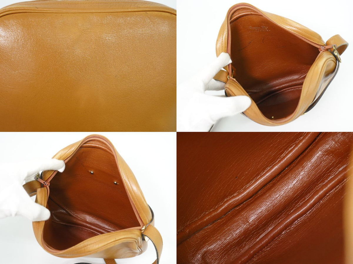 Dior Leather Shoulder Bag Pochette Brown — view 8