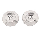 Chanel Earrings Vintage CC Logo Round Circle Metal Silver