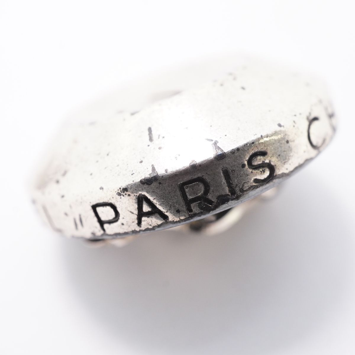 Chanel Earrings Vintage CC Logo Round Circle Metal Silver — view 6