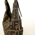 Fendi Shoulder Bag Zucca Nylon Canvas Brown Gold — view 7