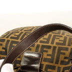 Fendi Shoulder Bag Zucca Nylon Canvas Brown Gold — view 8