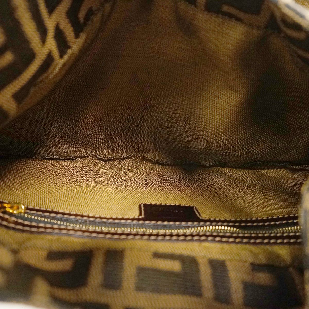 Fendi Shoulder Bag Zucca Nylon Canvas Brown Gold — view 4